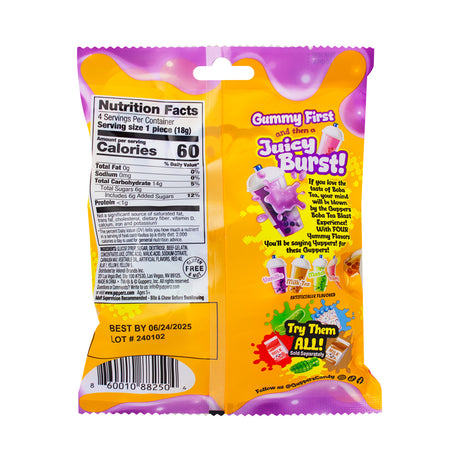 Gupperz Boba Tea Blast Gummies - 2.54oz  Nutrition Facts Ingredients