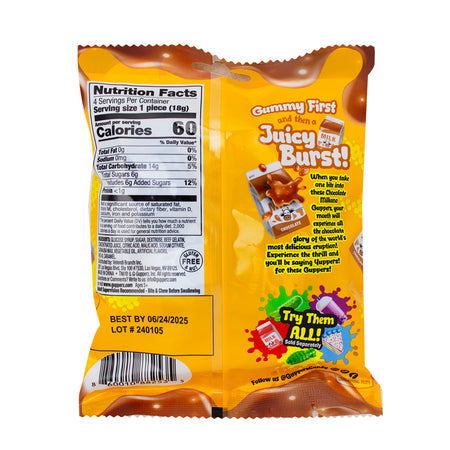 Gupperz Chocolate Milkano Gummies - 2.54oz  Nutrition Facts Ingredients