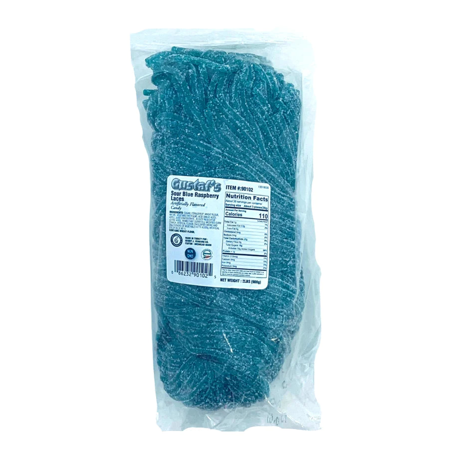 Sunshine Raspberry Laces Gustaf's Sour Blue Raspberry Licorice Laces | Candy Funhouse – Candy ...