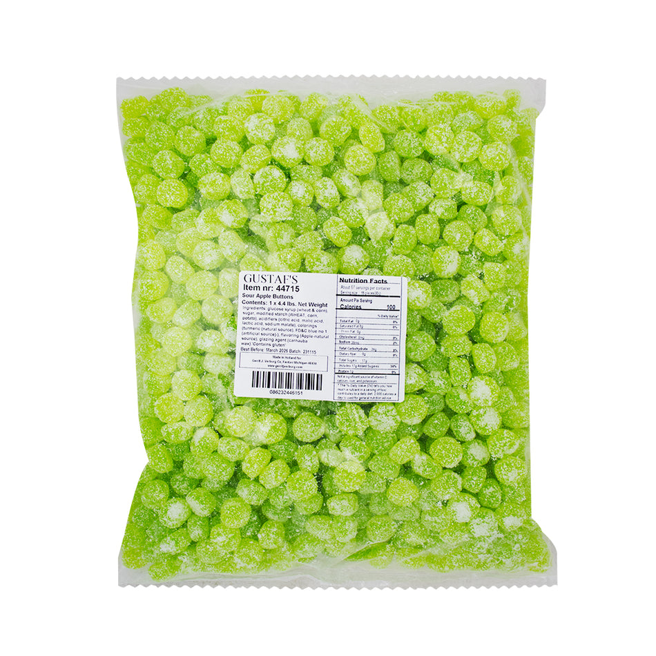 Gustaf's Sour Apple Buttons - 2kg  Nutrition Facts Ingredients