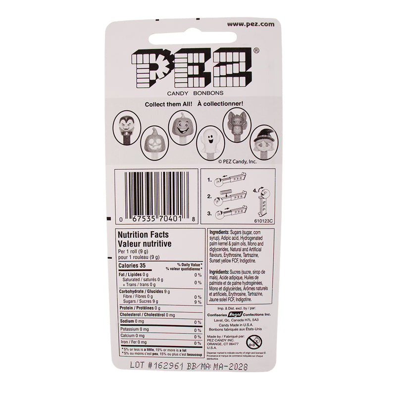 Pez Halloween Bat Nutrition Facts Ingredients -Pez - Halloween Candy 