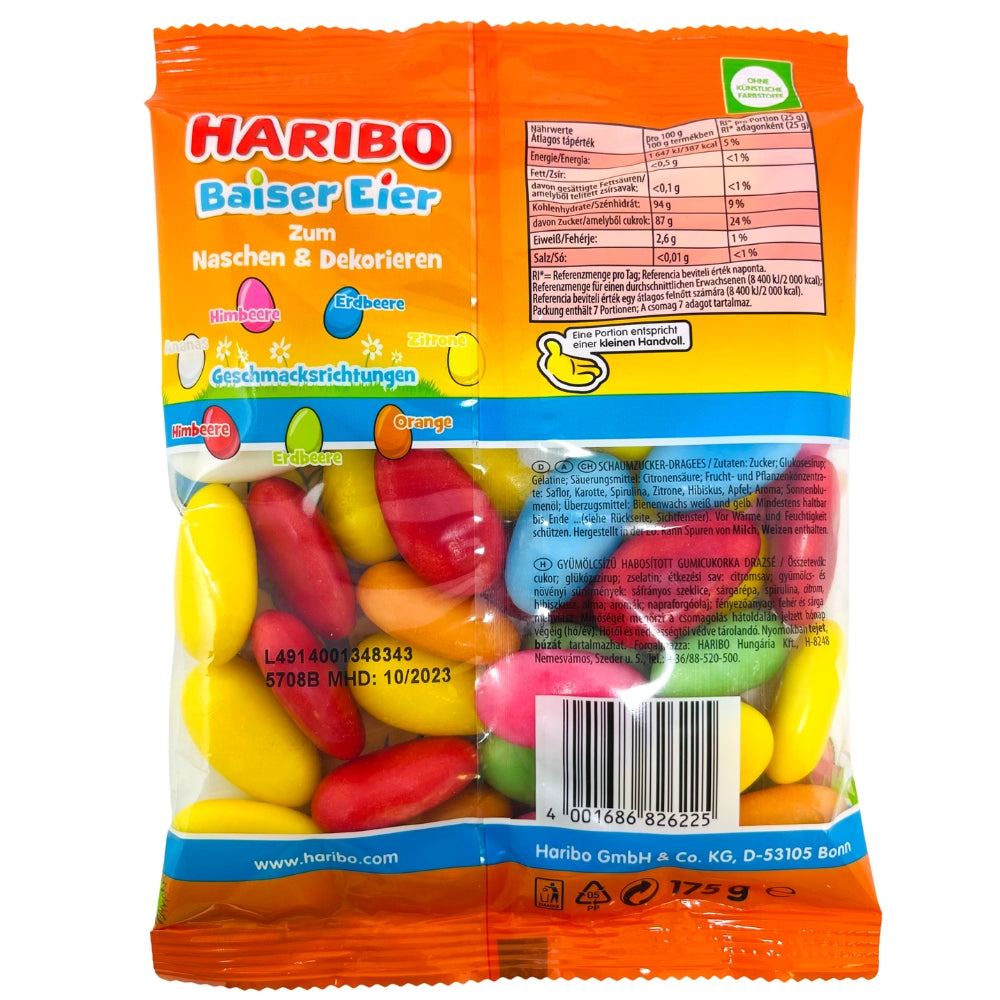 Haribo Meringue Eggs - 175g Nutrition Facts Ingredients, Haribo, haribo gummy, haribo gummies, soft gummy, chewy gummies, chewy gummy, german candy, german haribo, haribo candy, haribo marshmallow