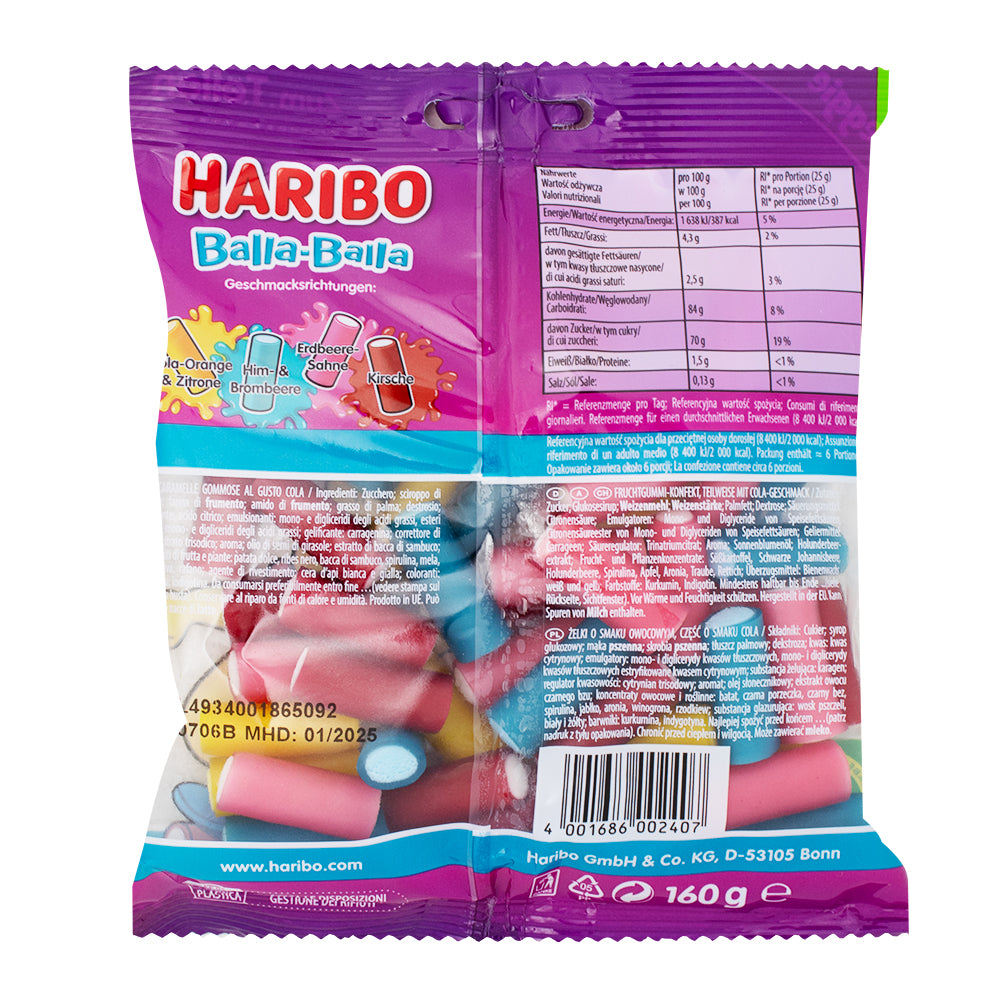 Haribo Balla-Balla - 160g  Nutrition Facts Ingredients