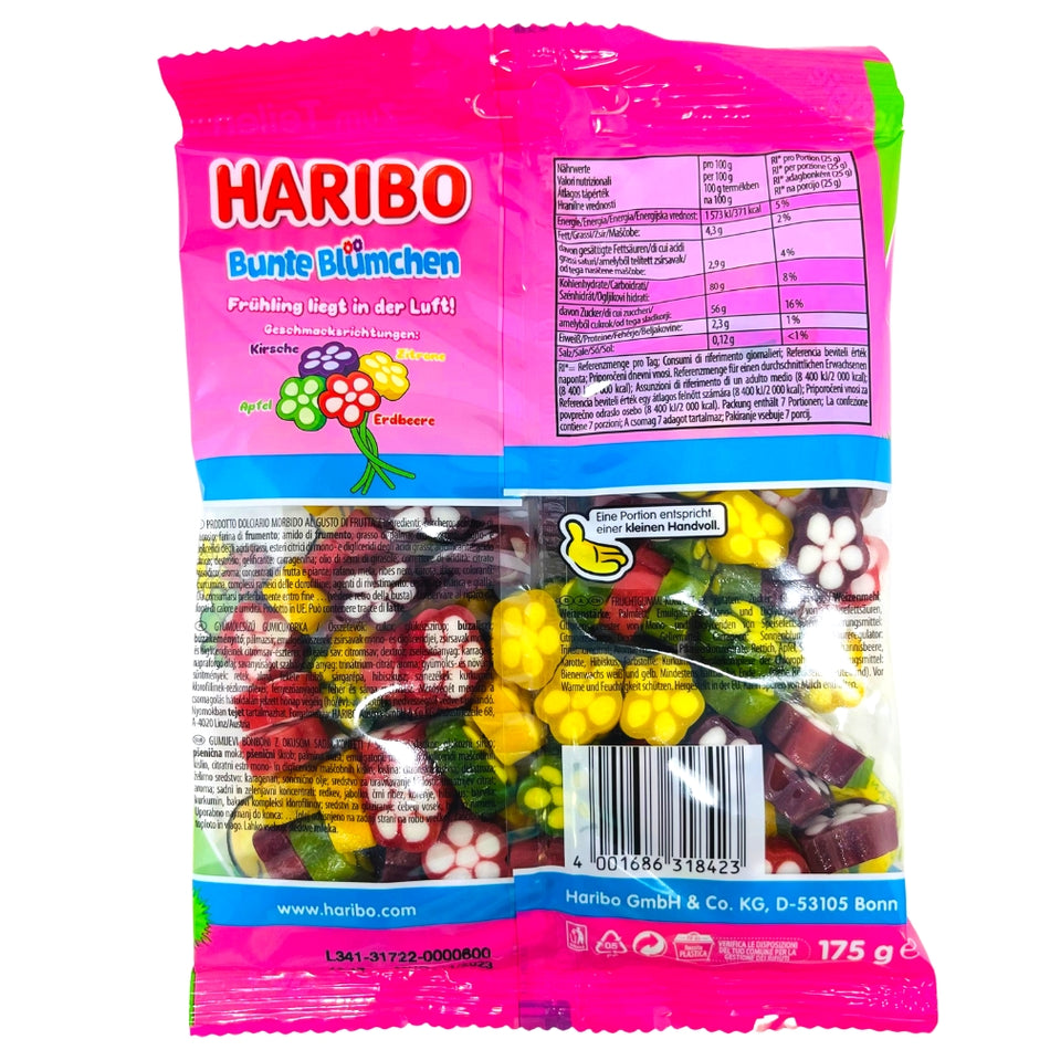 Haribo Bunte Blumchen - 175g Nutrition Facts Ingredients, Haribo, haribo gummy, haribo gummies, soft gummy, chewy gummies, chewy gummy, german candy, german haribo