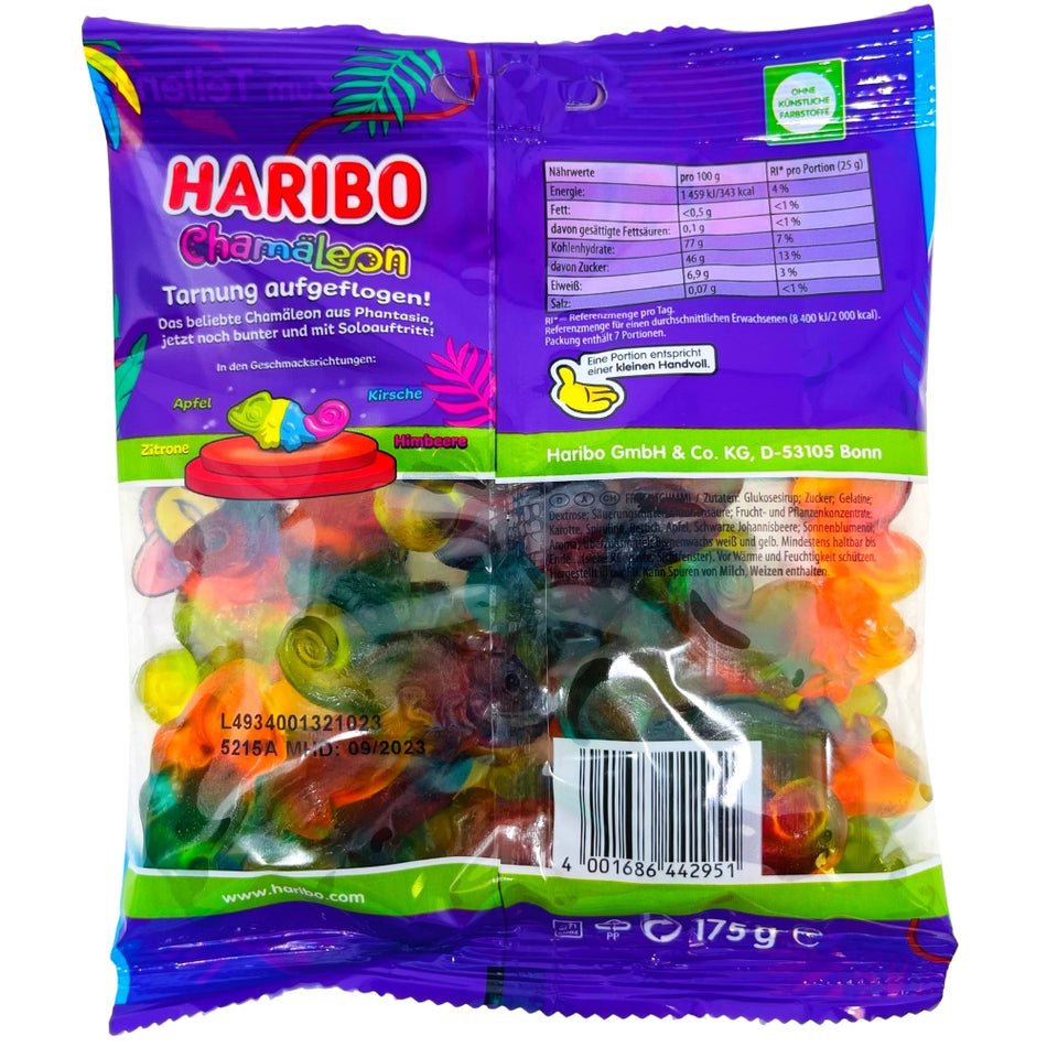 Haribo Chamaleon - 175g ingredients nutrition facts, Haribo, haribo gummy, haribo gummies, soft gummy, chewy gummies, chewy gummy, german candy, german haribo