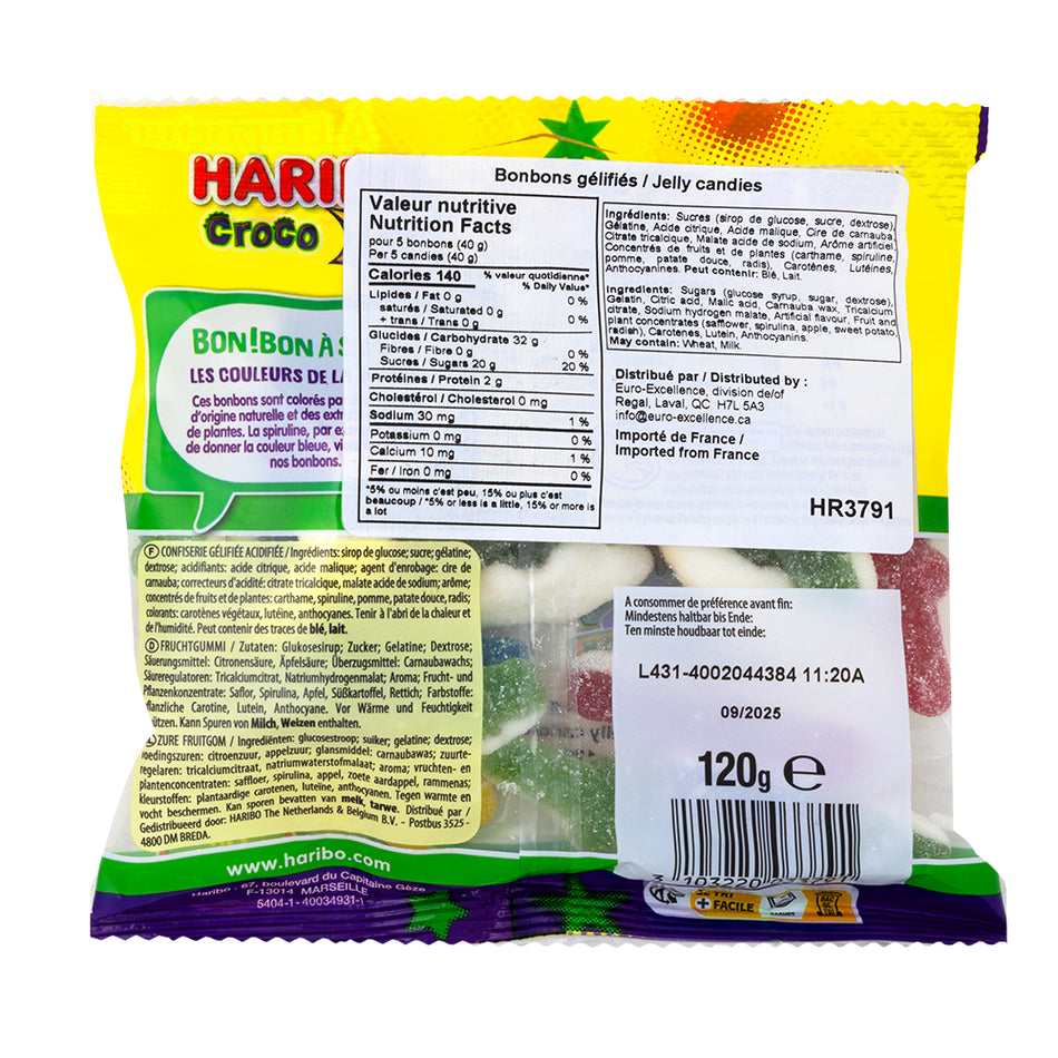 Haribo Croco Pik - 120g  Nutrition Facts Ingredients
