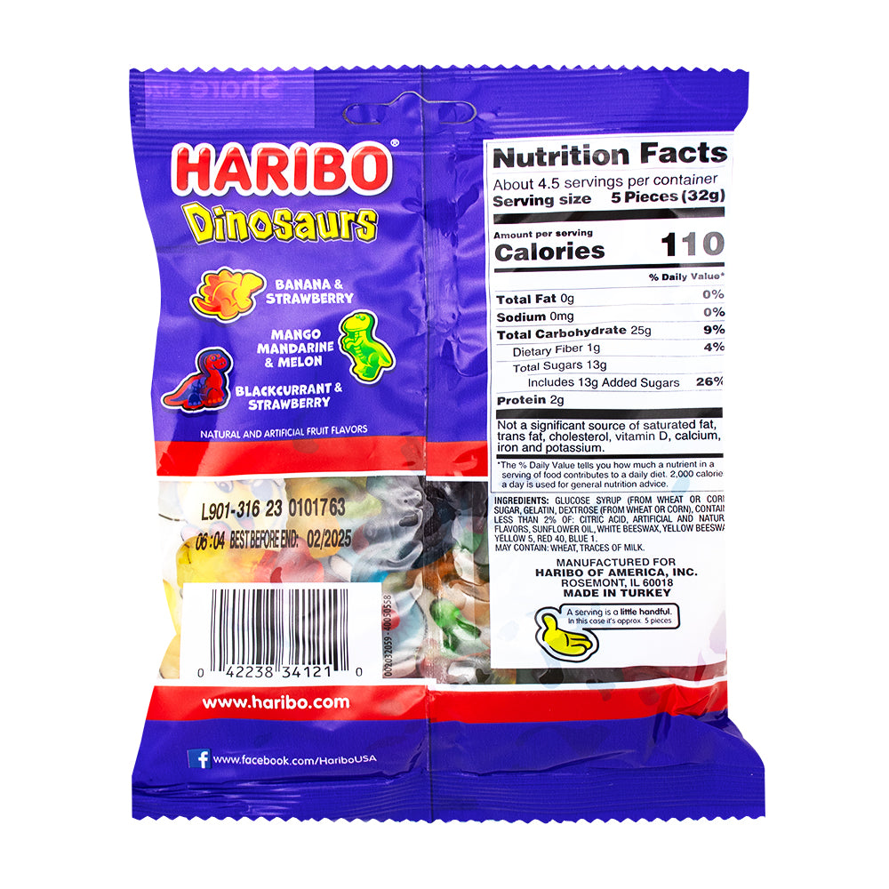 Haribo Dinosaurs - 5oz  Nutrition Facts Ingredients