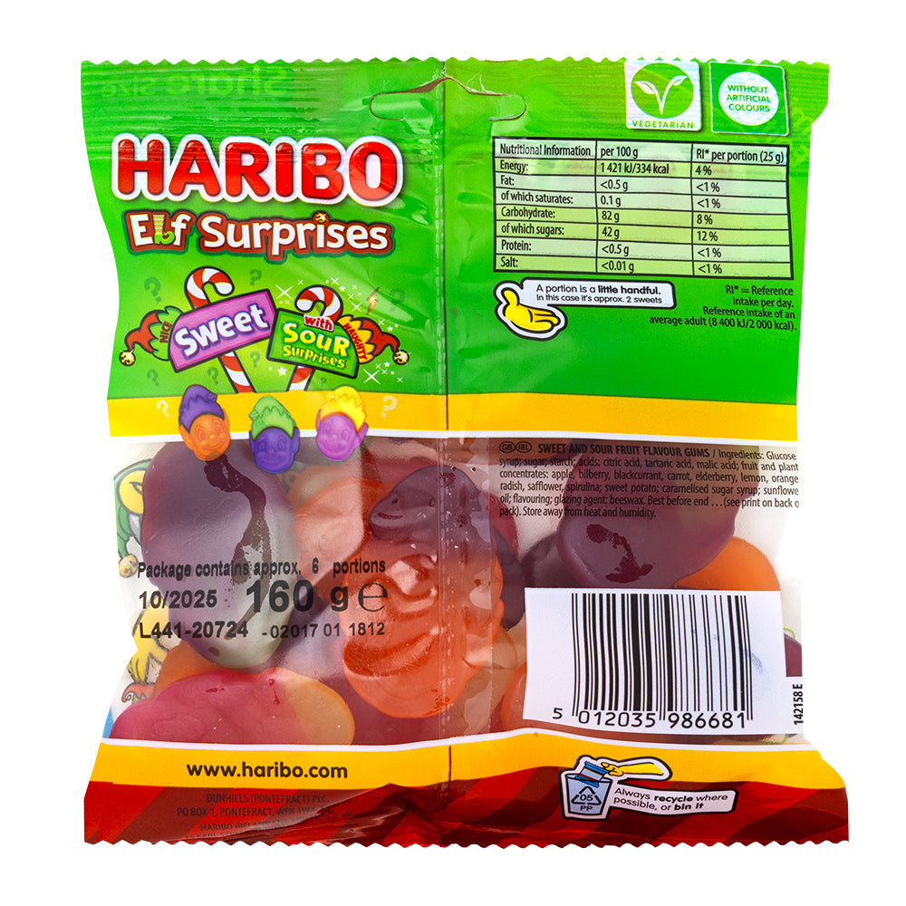 Haribo Elf Surprises (UK) - 60g  Nutrition Facts Ingredients
