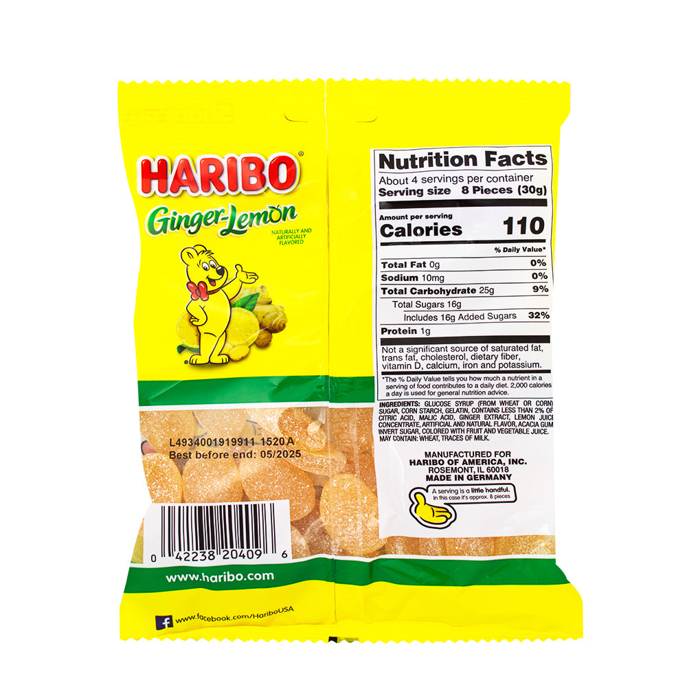 Haribo Ginger Lemon  Nutrition Facts Ingredients