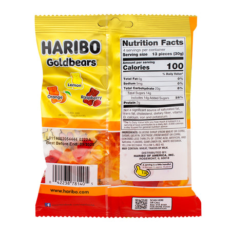 Haribo Gold Bears Fall Edition - 4oz  Nutrition Facts Ingredients