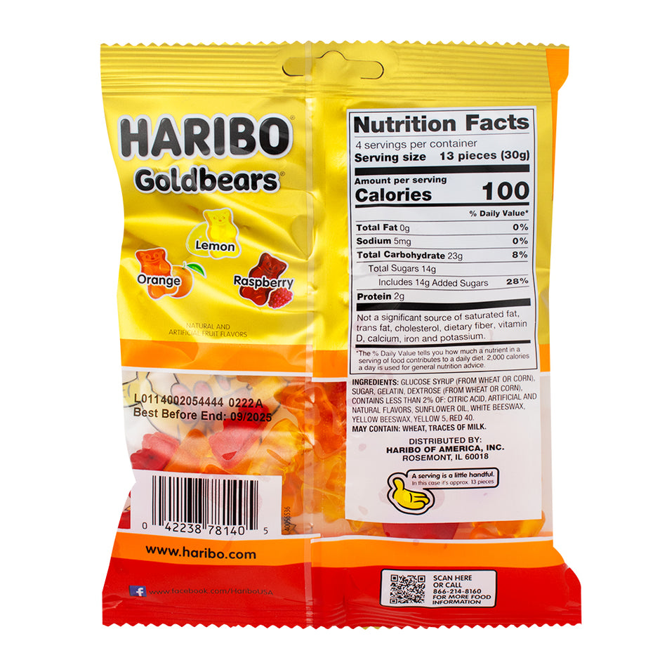 Haribo Gold Bears Fall Edition - 4oz  Nutrition Facts Ingredients