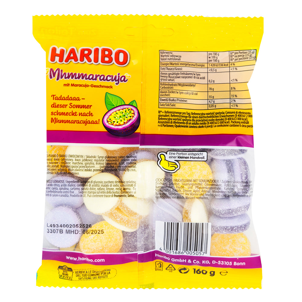 Haribo Maracuja Gummies (Germany)- 160g  Nutrition Facts Ingredients
