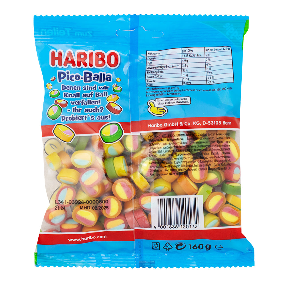Haribo Pico-Balla Candy - 160g  Nutrition Facts Ingredients