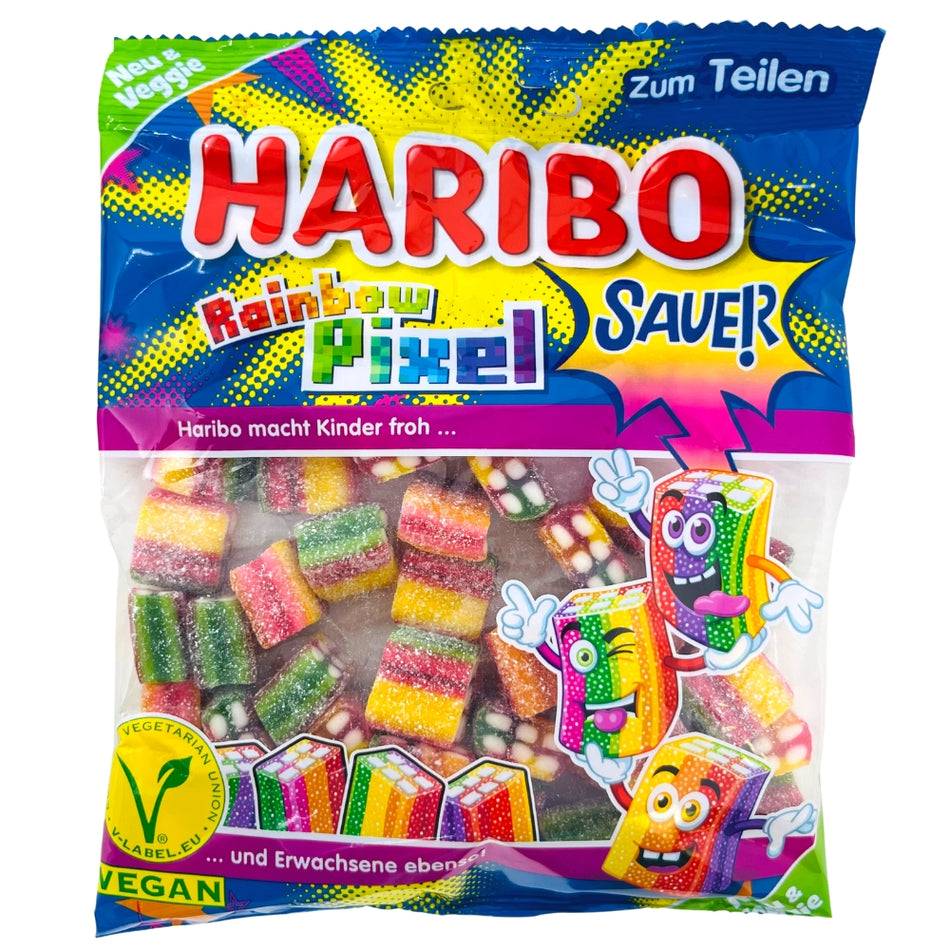 Haribo Rainbow Pixel Sour - 160g, Haribo, haribo gummy, haribo gummies, soft gummy, chewy gummies, chewy gummy, german candy, german haribo, haribo candy, haribo sour gummy, sour gummy, sour candy