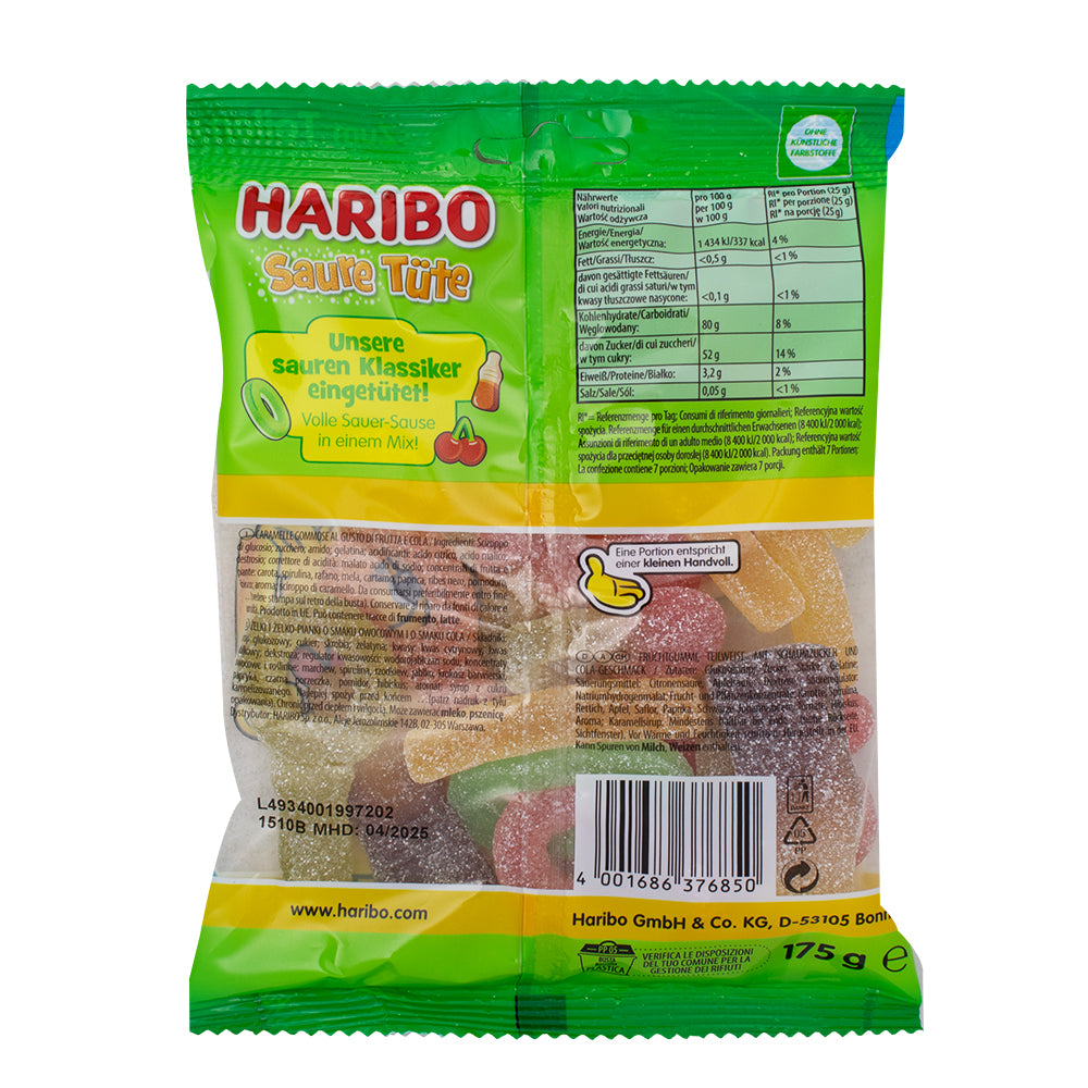 Haribo Sour Tute Gummies (Germany) 175g | Candy Funhouse – Candy ...