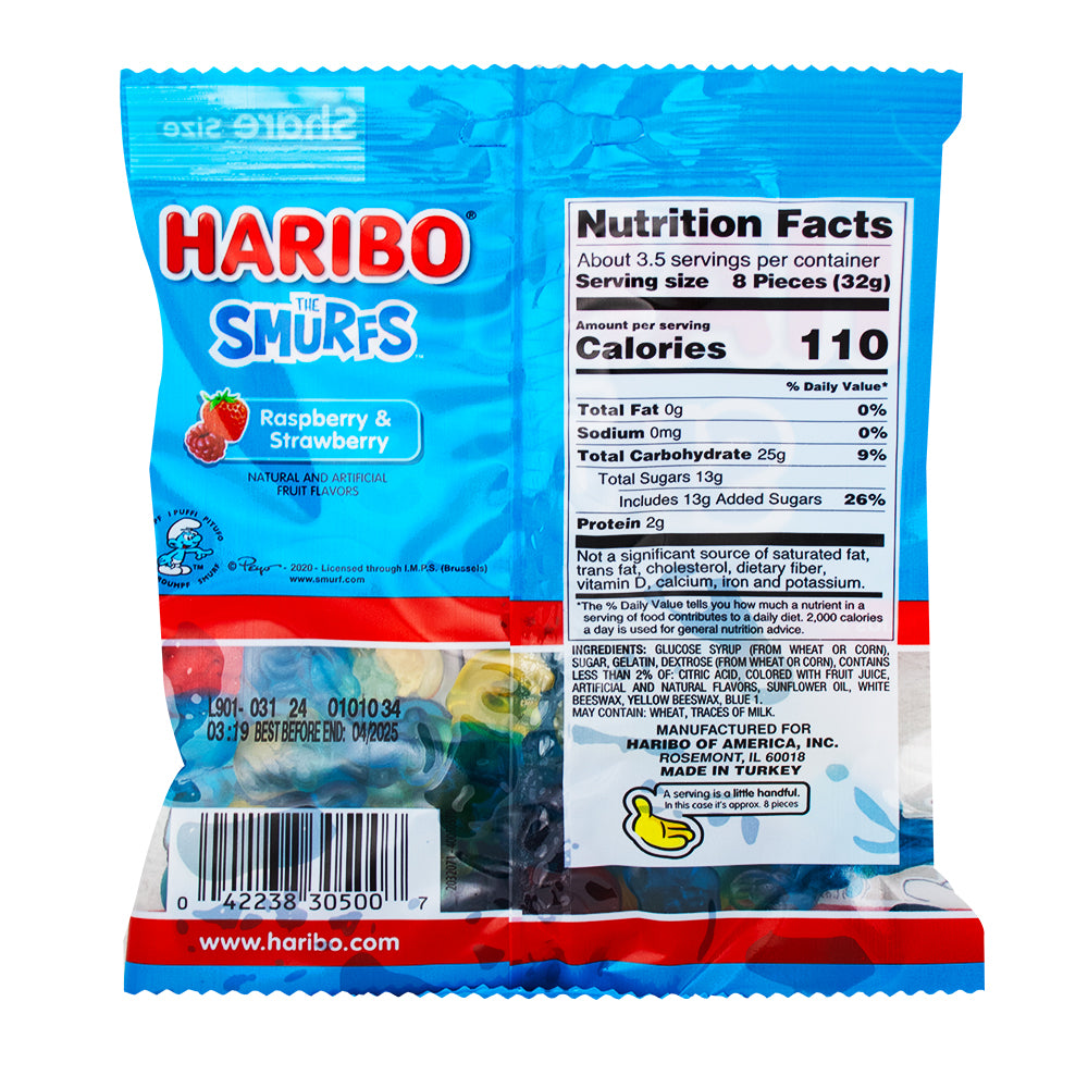 Haribo Smurfs - 120g  Nutrition Facts Ingredients