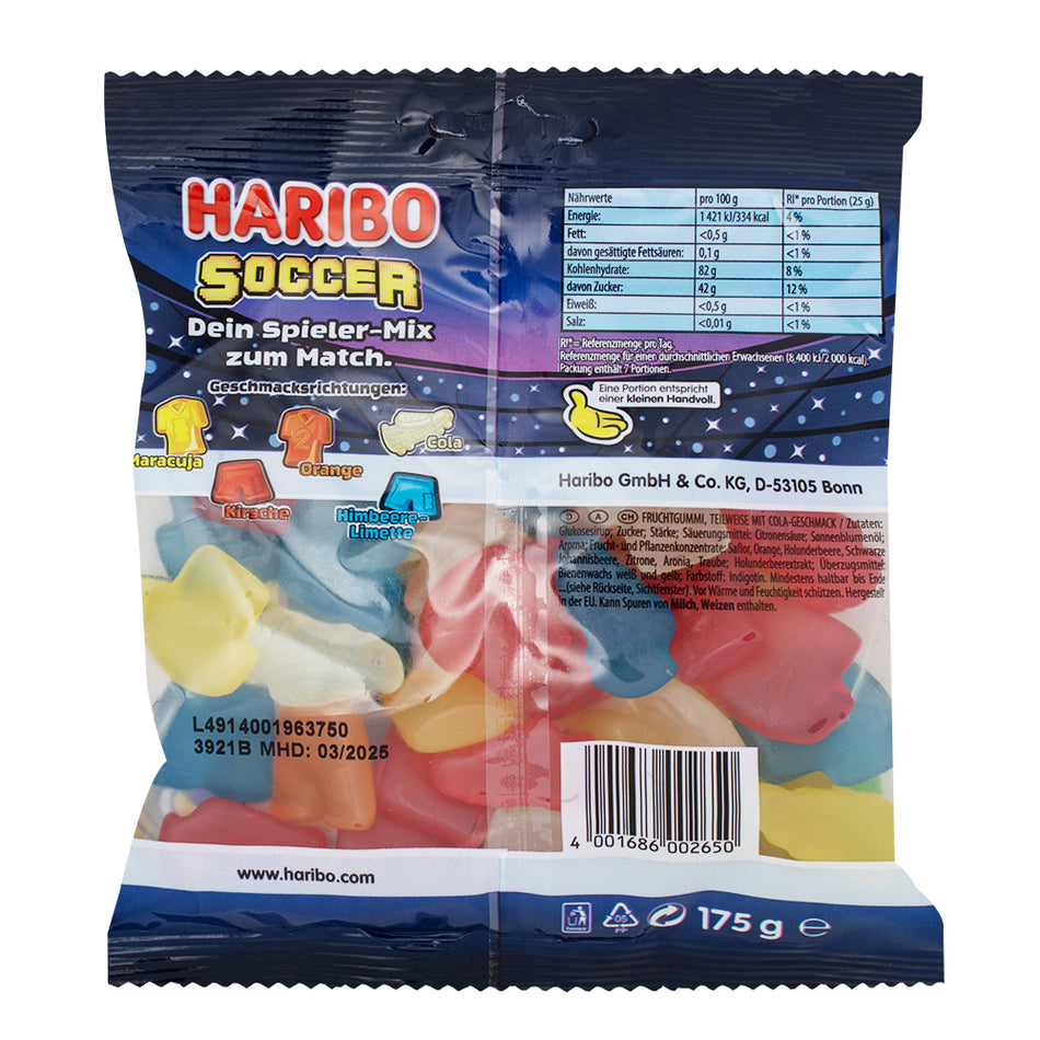 Haribo Soccer Gummies (Germany) - 175g - Haribo Gummies from Germany -  Nutrition Facts - Ingredients