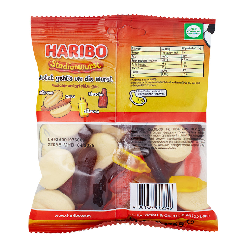 Haribo Stadionwurst (Germany) - 175g  Nutrition Facts Ingredients