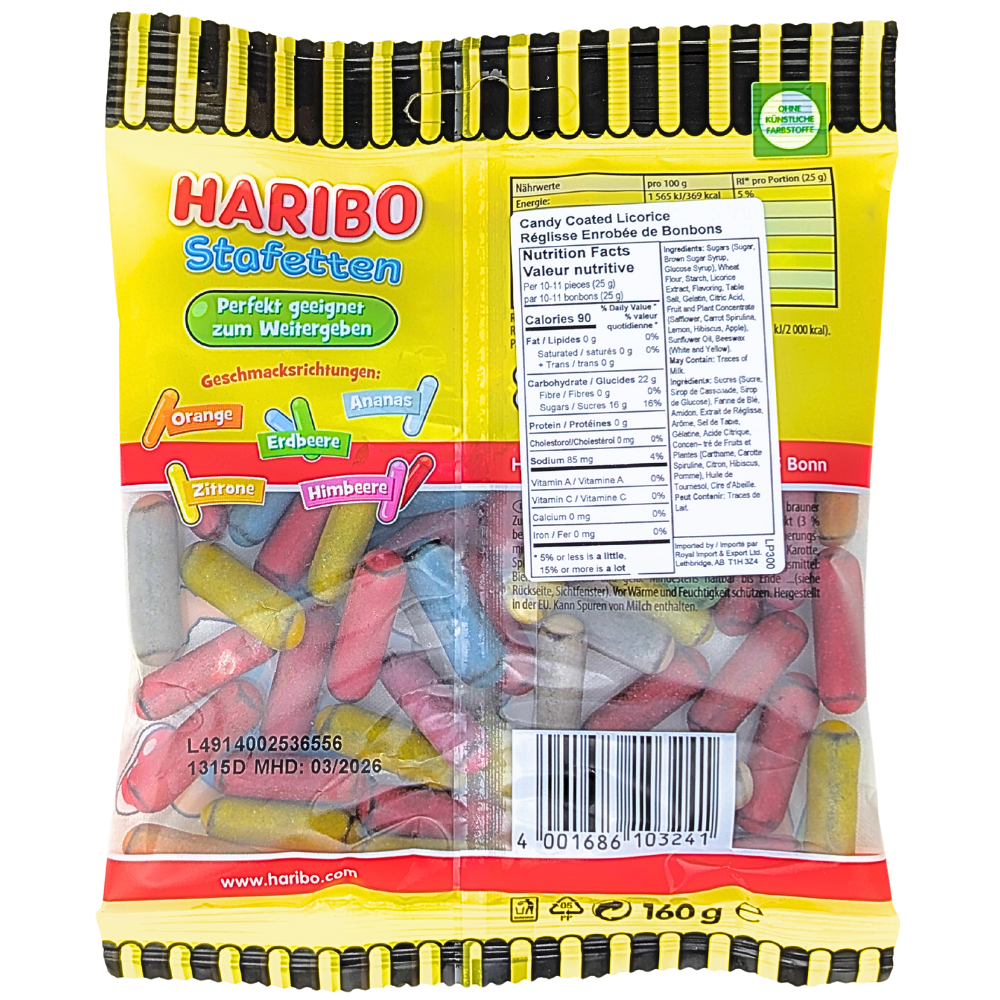 Haribo Stafetten Licorice Candy - 160g
