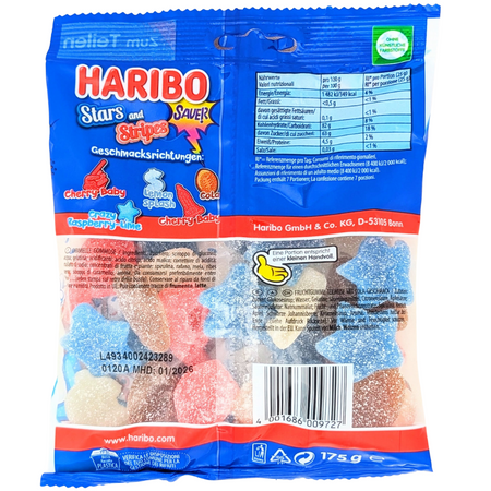 Haribo Stars and Stripes Sour (Germany) - 175g
