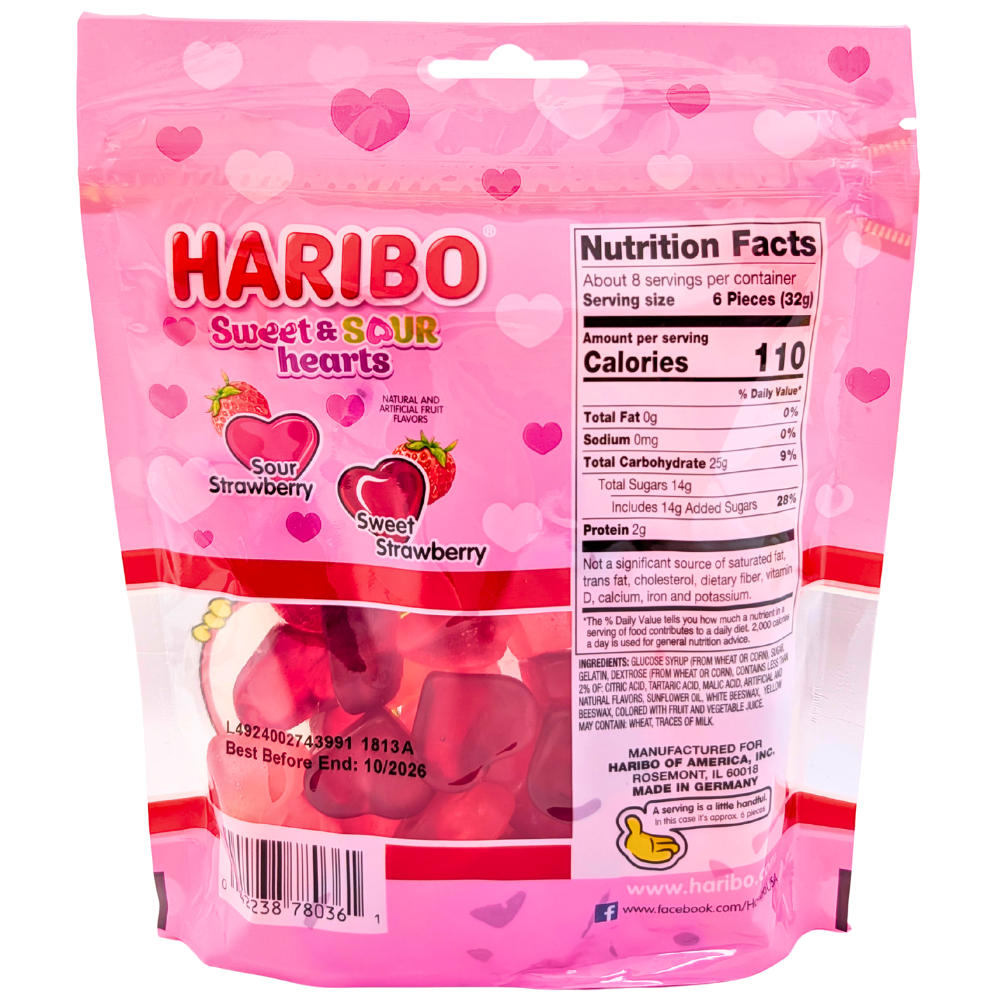 Haribo Sweet and Sour Hearts - 9oz
