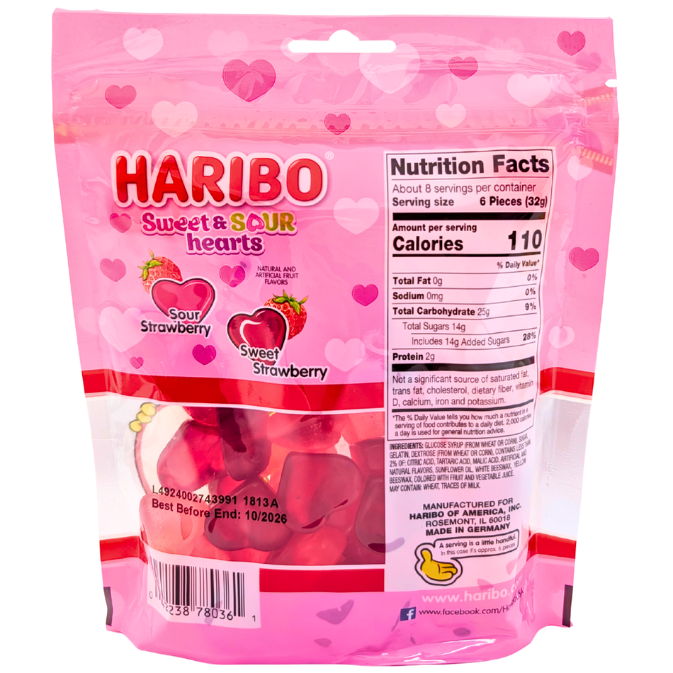 Haribo Sweet and Sour Hearts - 9oz