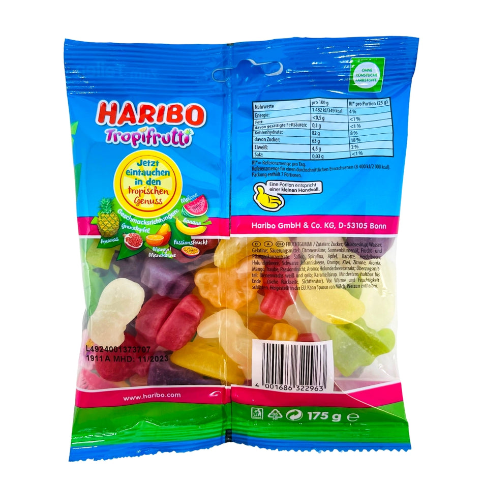 Haribo Tropifrutti Gummy Candy-200 g Nutrition Facts Ingredients, Haribo Tropifrutti, Tropical Paradise, Fruity Delight, Chewy Bites, Whimsical Gummies, Exotic Fruit Flavors, Luau Party, Sweet Escape, Sunnier Shores