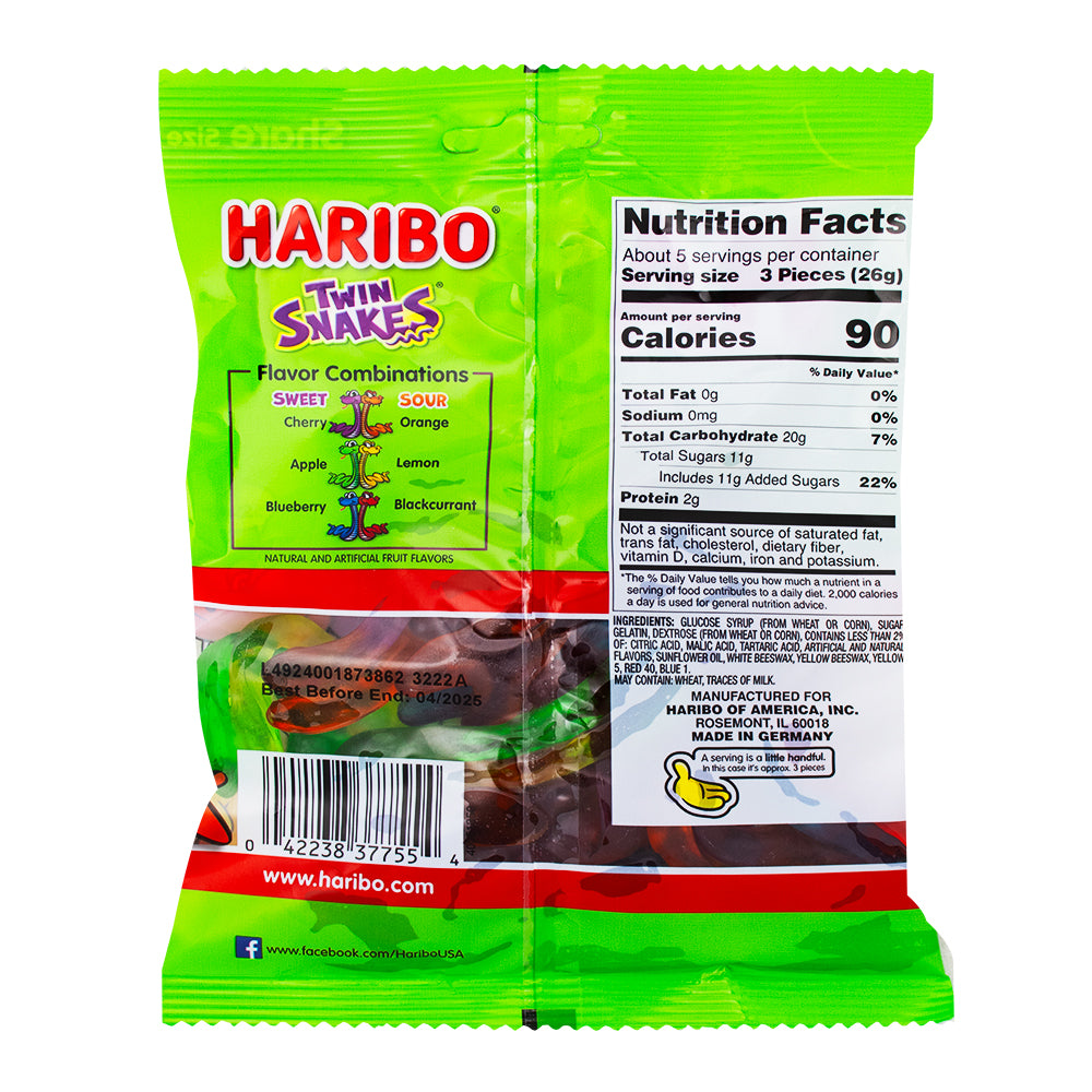 Haribo Twin Snakes - 5oz  Nutrition Facts Ingredients