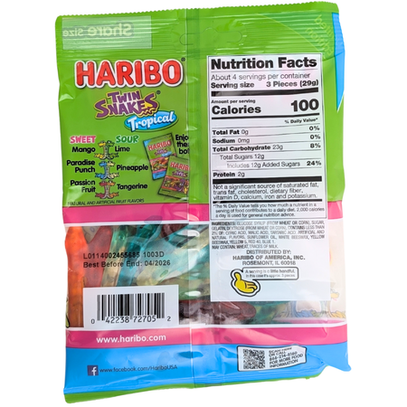Haribo Twin Snakes Tropical - 113g