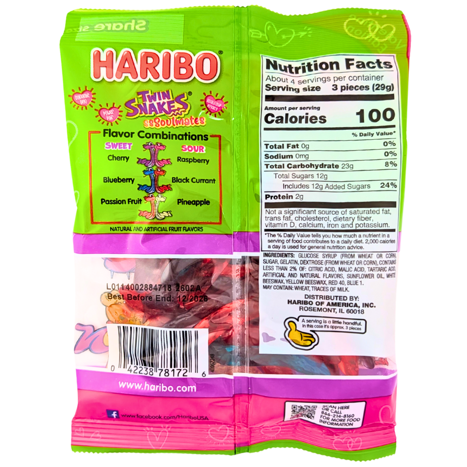 Haribo Twin Snakes Valentines - 4oz