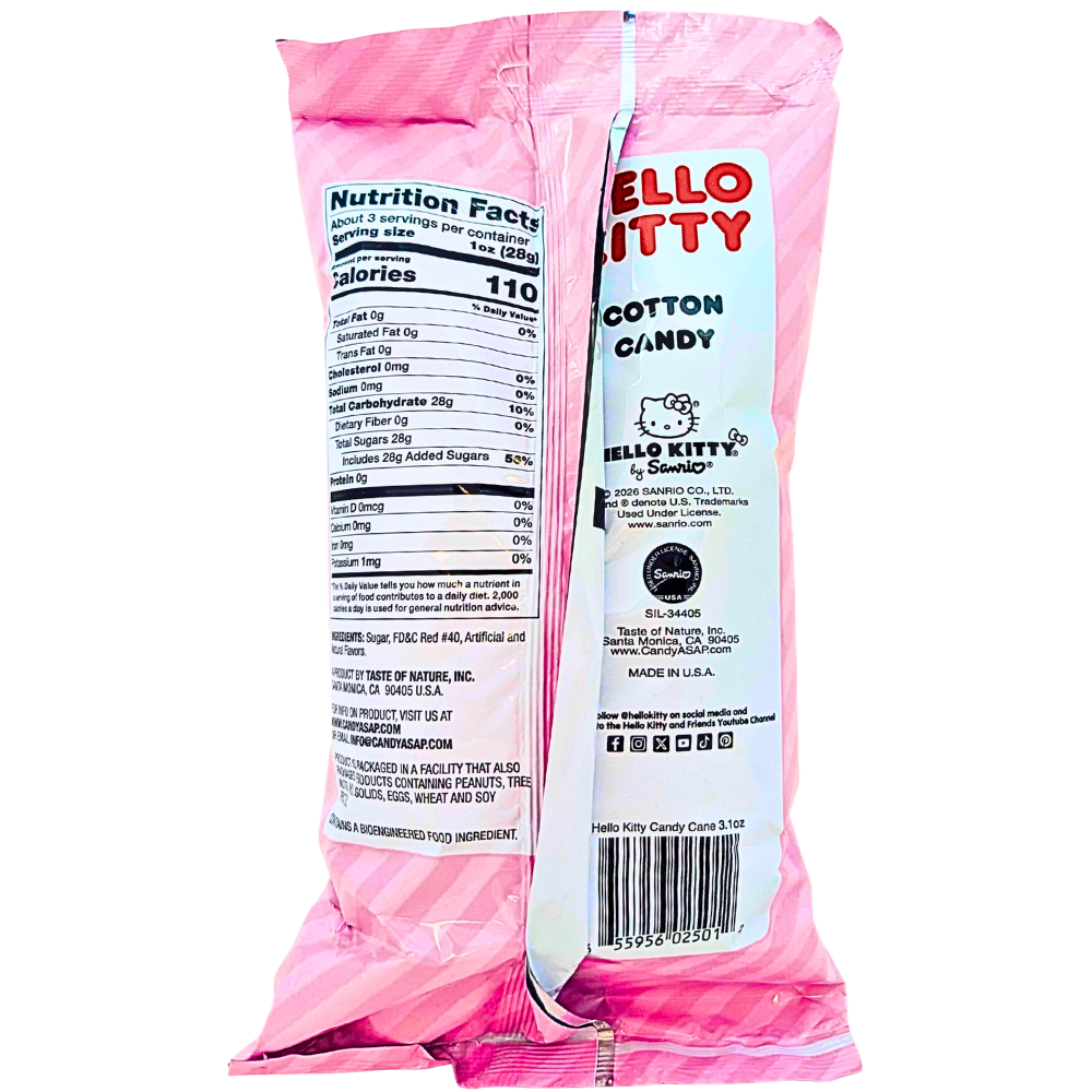 Hello Kitty Candy Cane Cotton Candy - 3.1oz