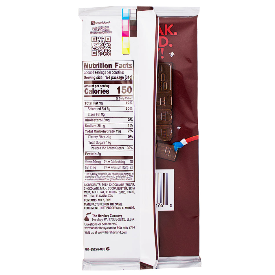 Hershey's Build-a-Santa Milk Chocolate Bar - 4.32oz Nutrition Facts Ingredients