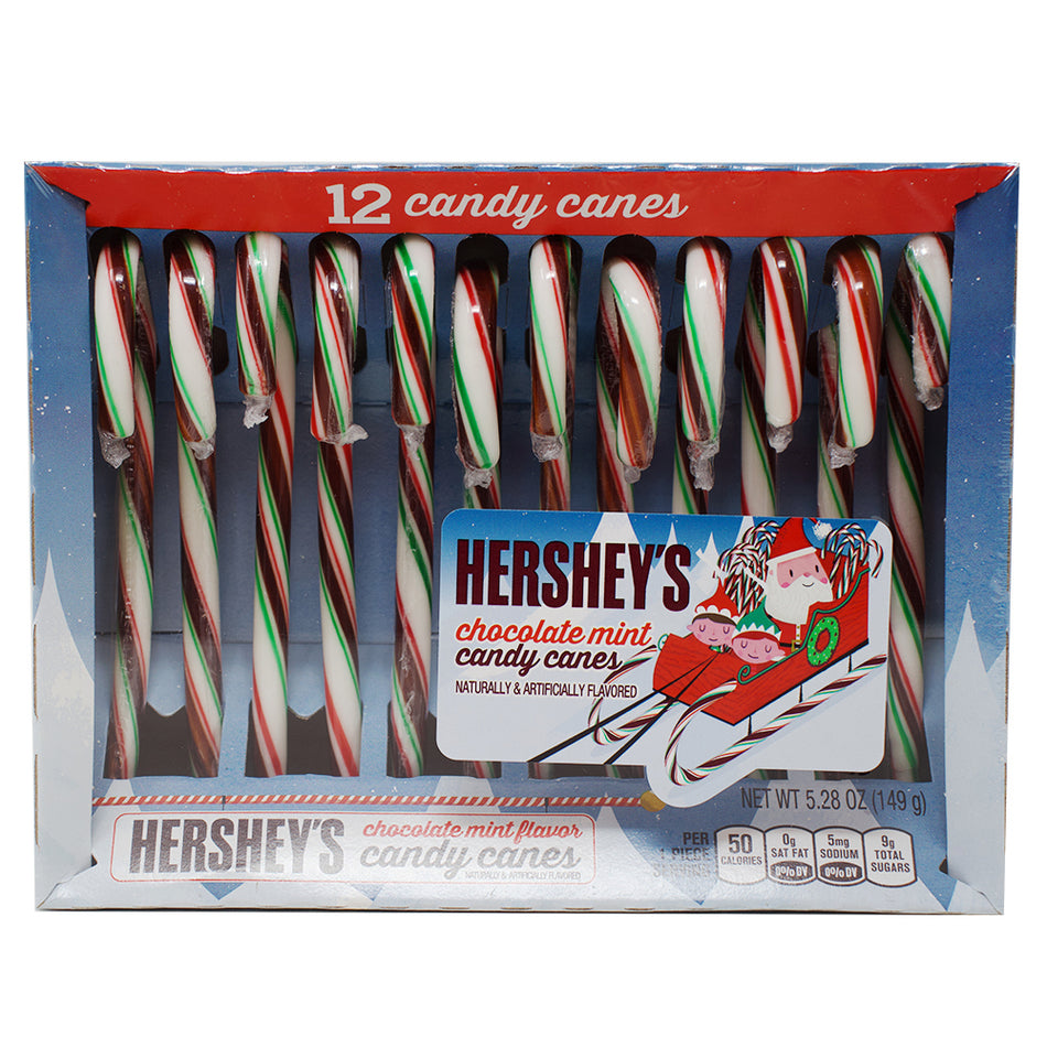 Hershey's Chocolate Mint Flavoured Candy Canes 12ct - 5.28oz