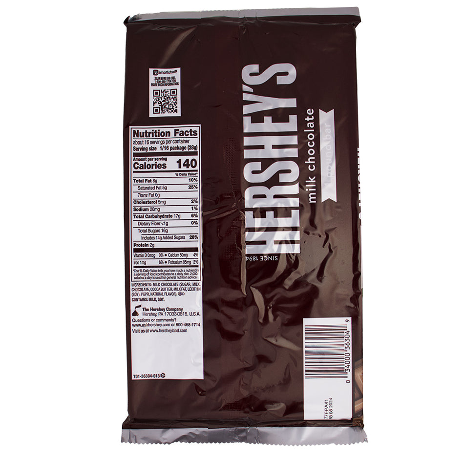 Hershey's Milk Chocolate 1lb Bar Nutrition Facts Ingredients