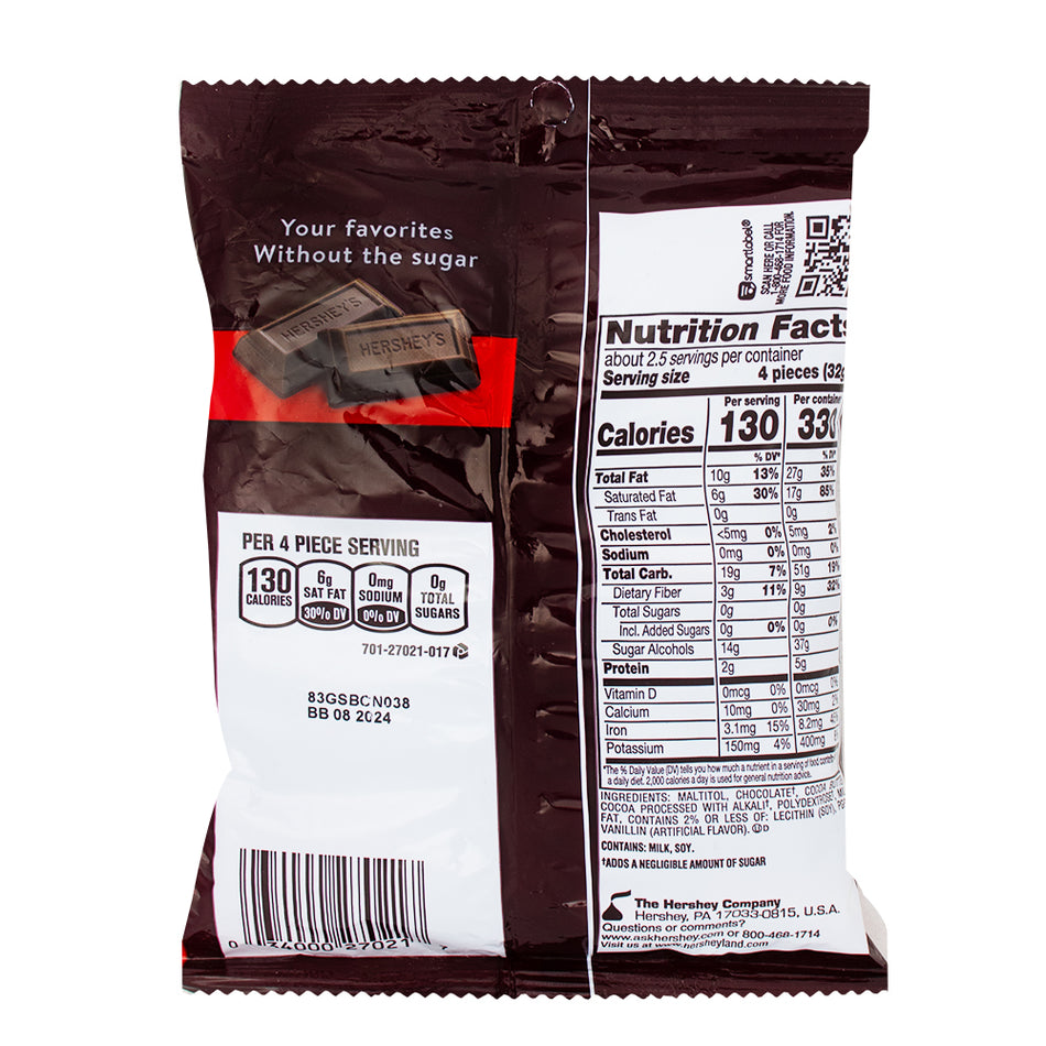 Hershey's Zero Sugar Special Dark Pouch - 3oz  Nutrition Facts Ingredients