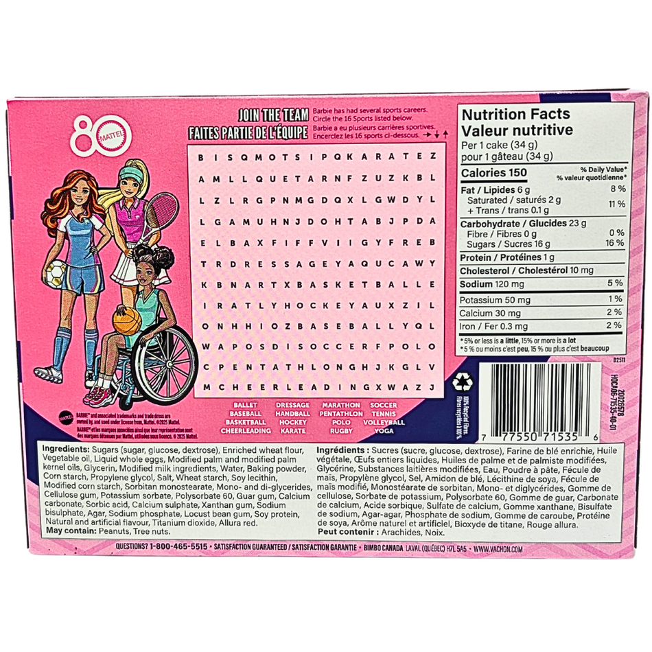 Hostess Barbie Vanilla Cupcakes 6 Pack - 206g