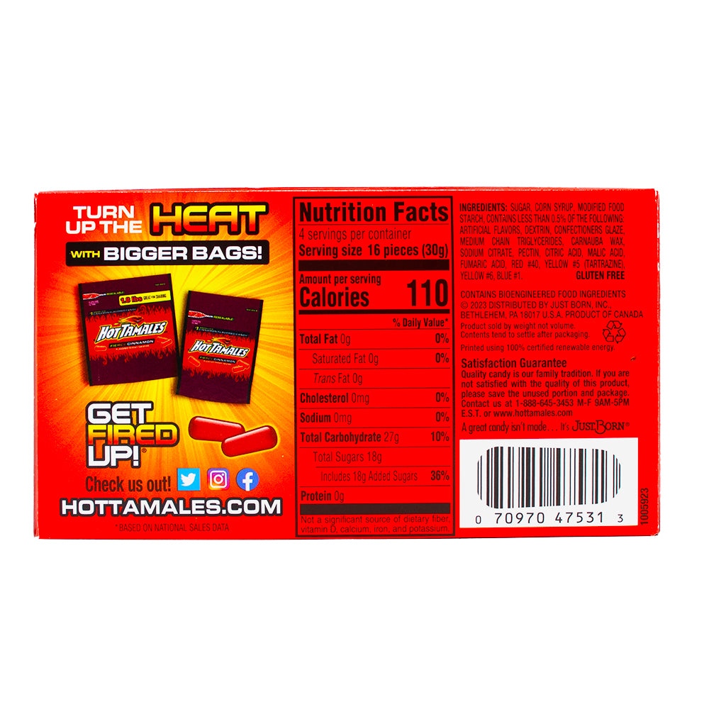 Hot Tamales Fierce Cinnamon Theatre Pack - 4.25oz Nutrition Facts Ingredients