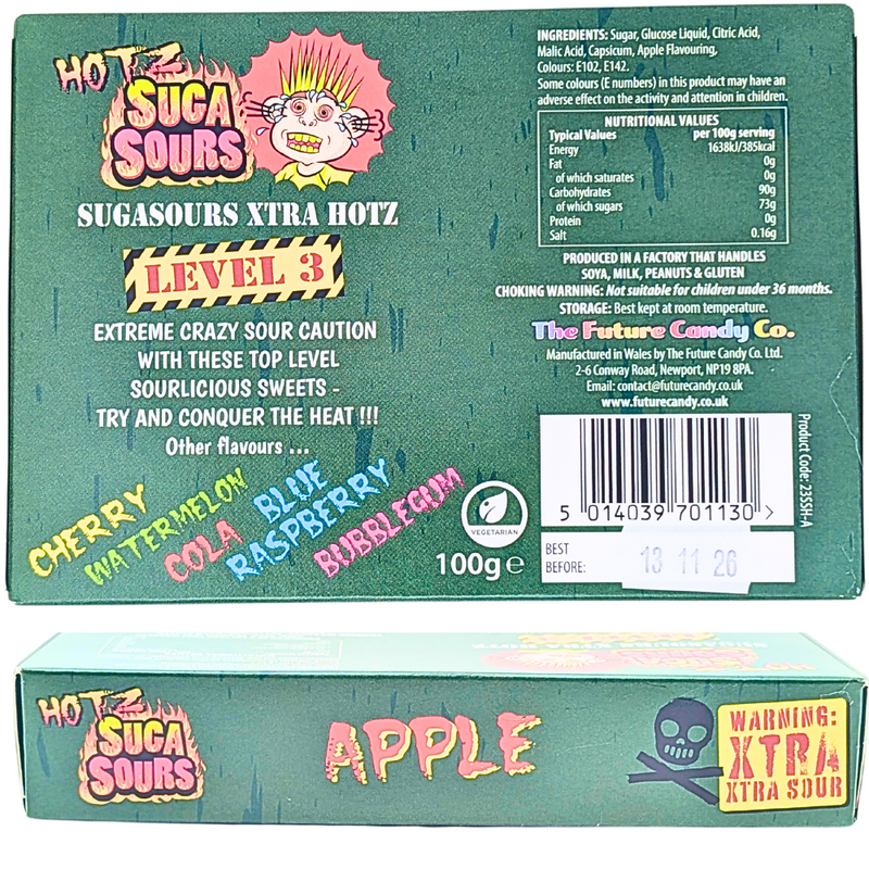 Hotz Suga Sours Apple Hard Candy Theatre Box - 100g
