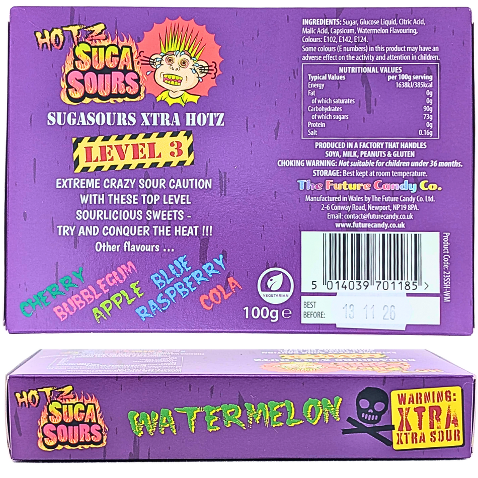 Hotz Suga Sours Watermelon Hard Candy Theatre Box - 100g