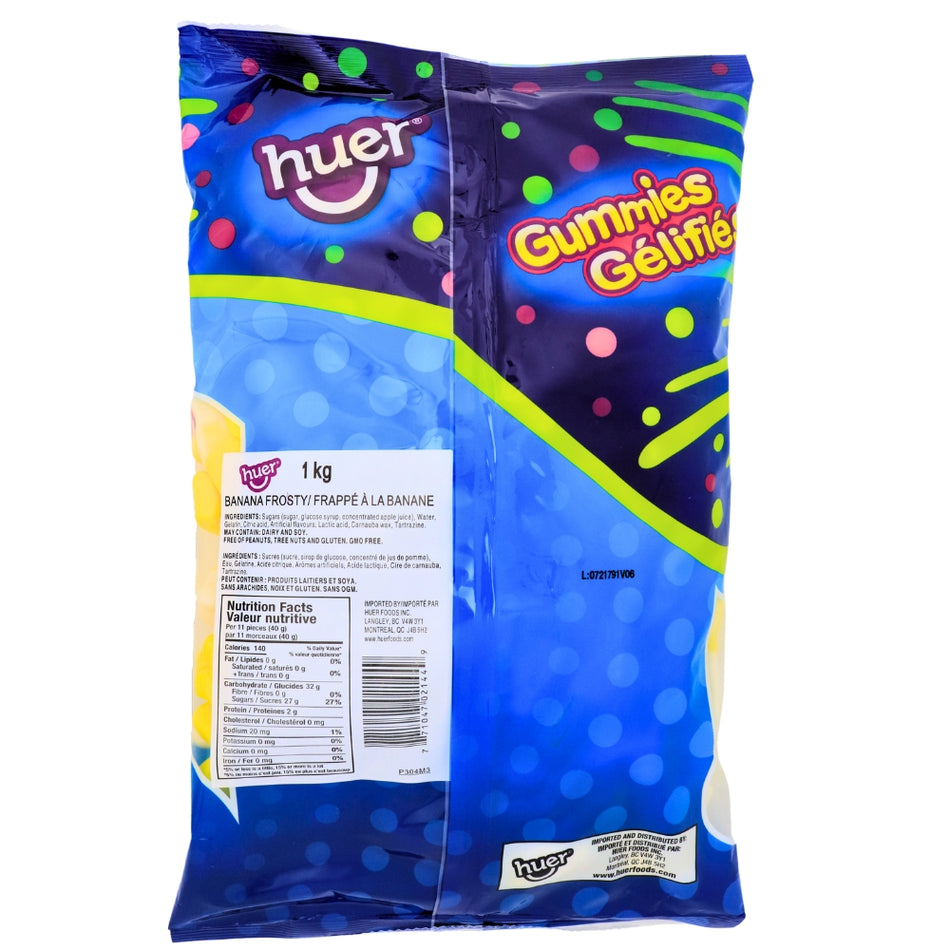 Huer Banana Frosty - 1kg Nutrition Facts Ingredients, Gummie Candy, Gummy Candy, Fun Gummies, Soft Gummies, Fruity Gummies, Soft Gummy