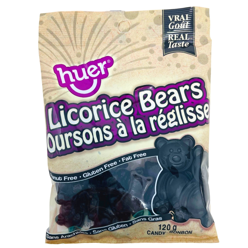 Huer Licorice Bears - 120g-Black Licorice -Gummy Bears-Chewy Candy