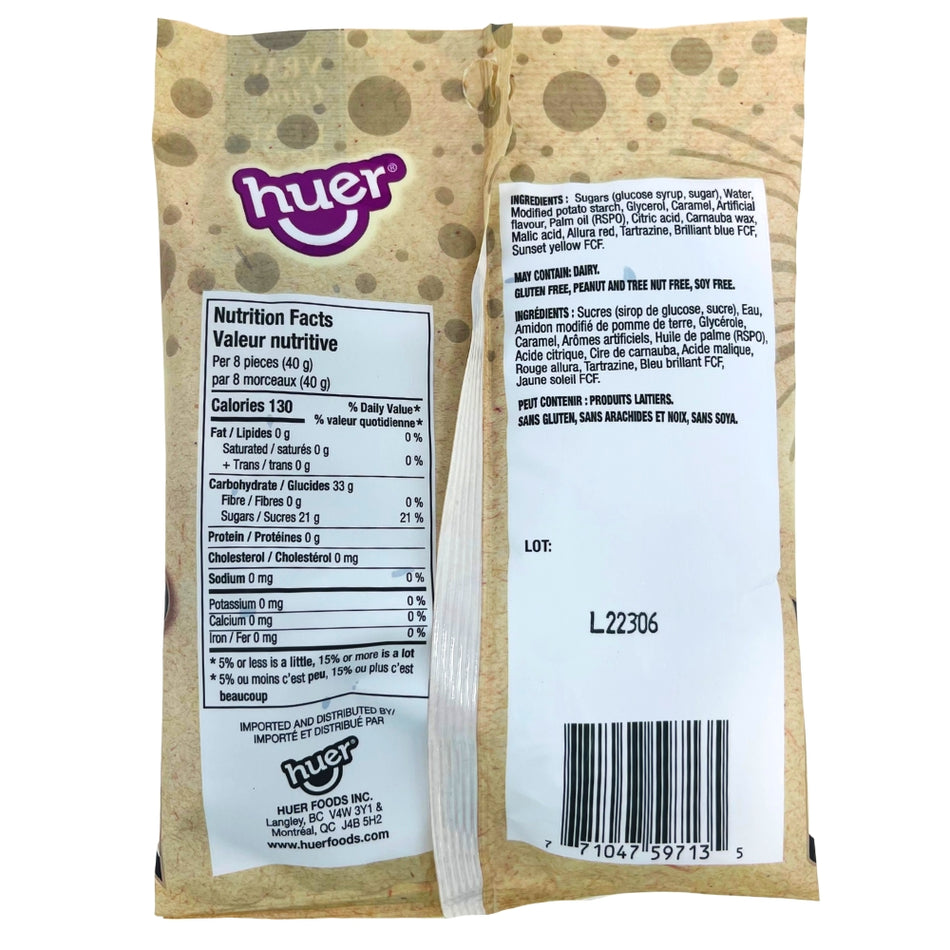 Huer Licorice Bears - 120g Nutrition Facts Ingredients-Black Licorice-Gummy Bears-Chewy Candy