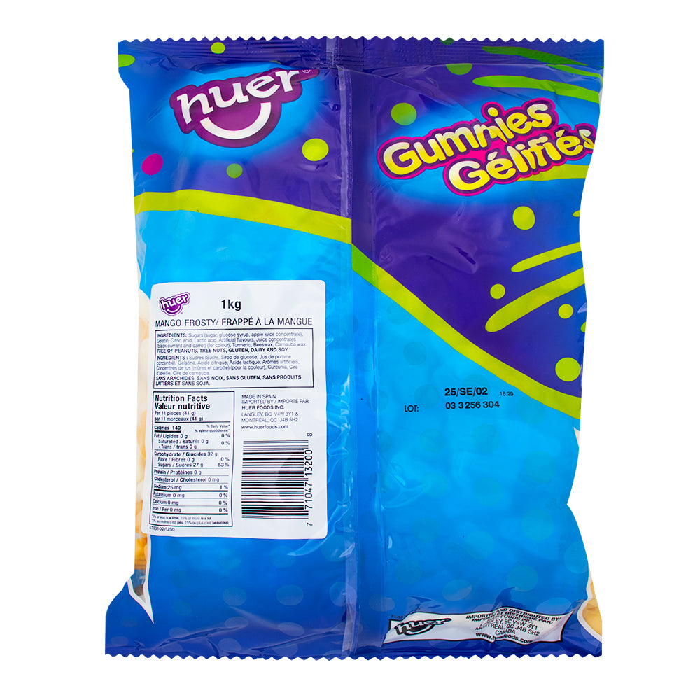 Huer Mango Frosty Gummies - 1kg  Nutrition Facts Ingredients