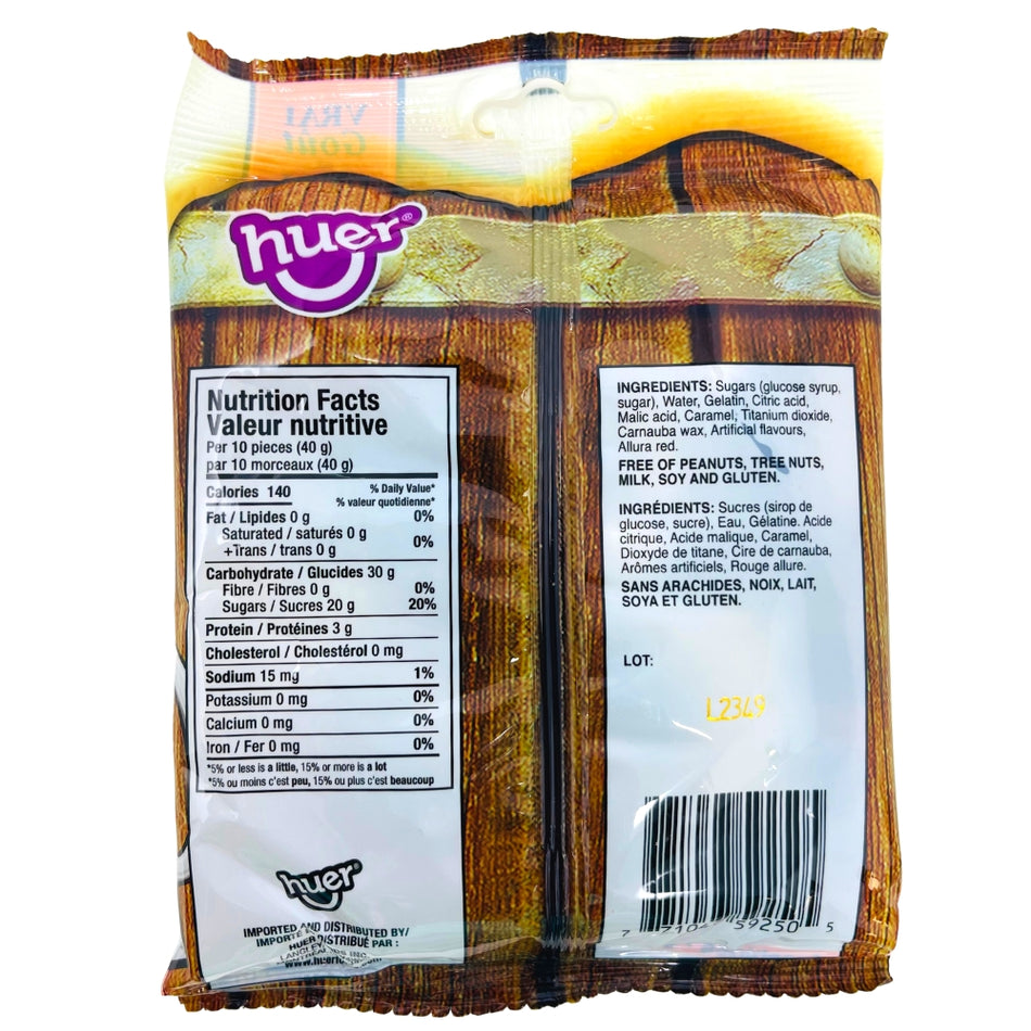 Huer Rootbeer Gummy Bottles - 120g Nutrition Facts Ingredients