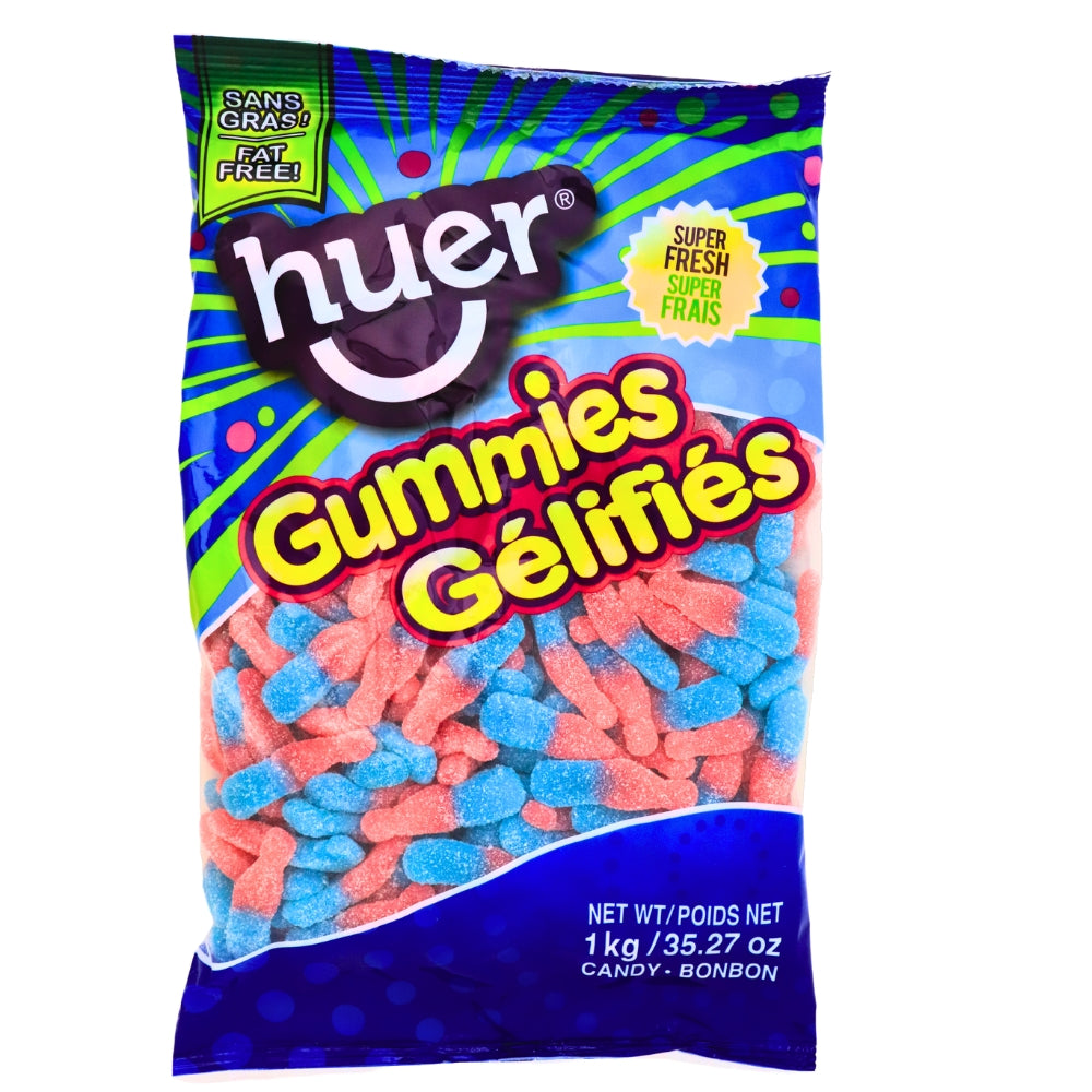 Huer Sour Bubblegum Bottles - 1kg, Gummie Candy, Gummy Candy, Fun Gummies, Soft Gummies, Fruity Gummies, Soft Gummy, Blue Gummies, Blue Candy, Pink Gummies, Pink Candy, Bubblegum Candy, Bubblegum Gummy