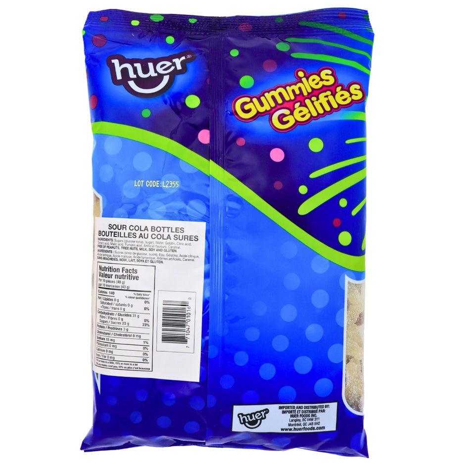 Huer Sour Cola Bottles 1kg Back Ingredients Nutrition Facts, Gummie Candy, Gummy Candy, Fun Gummies, Soft Gummies, Fruity Gummies, Soft Gummy, Soda Gummies, Soda Candy