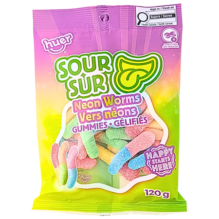 Huer Sour Neon Worms - 120g