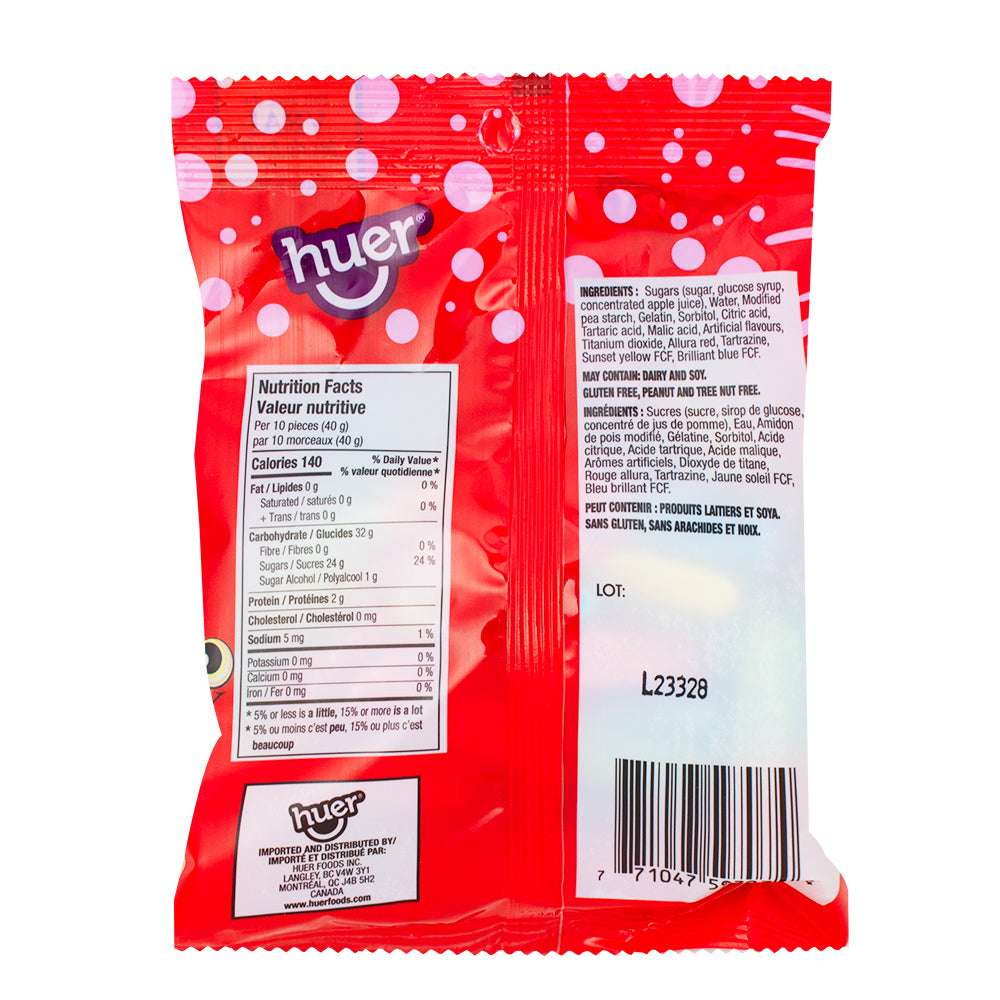 Huer Sour Neon Worms - 120g  Nutrition Facts Ingredients