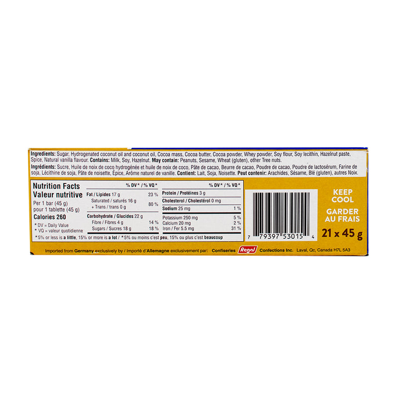 Moritz Icy Chocolate Bar - Dark 45g Nutrition Facts Ingredients