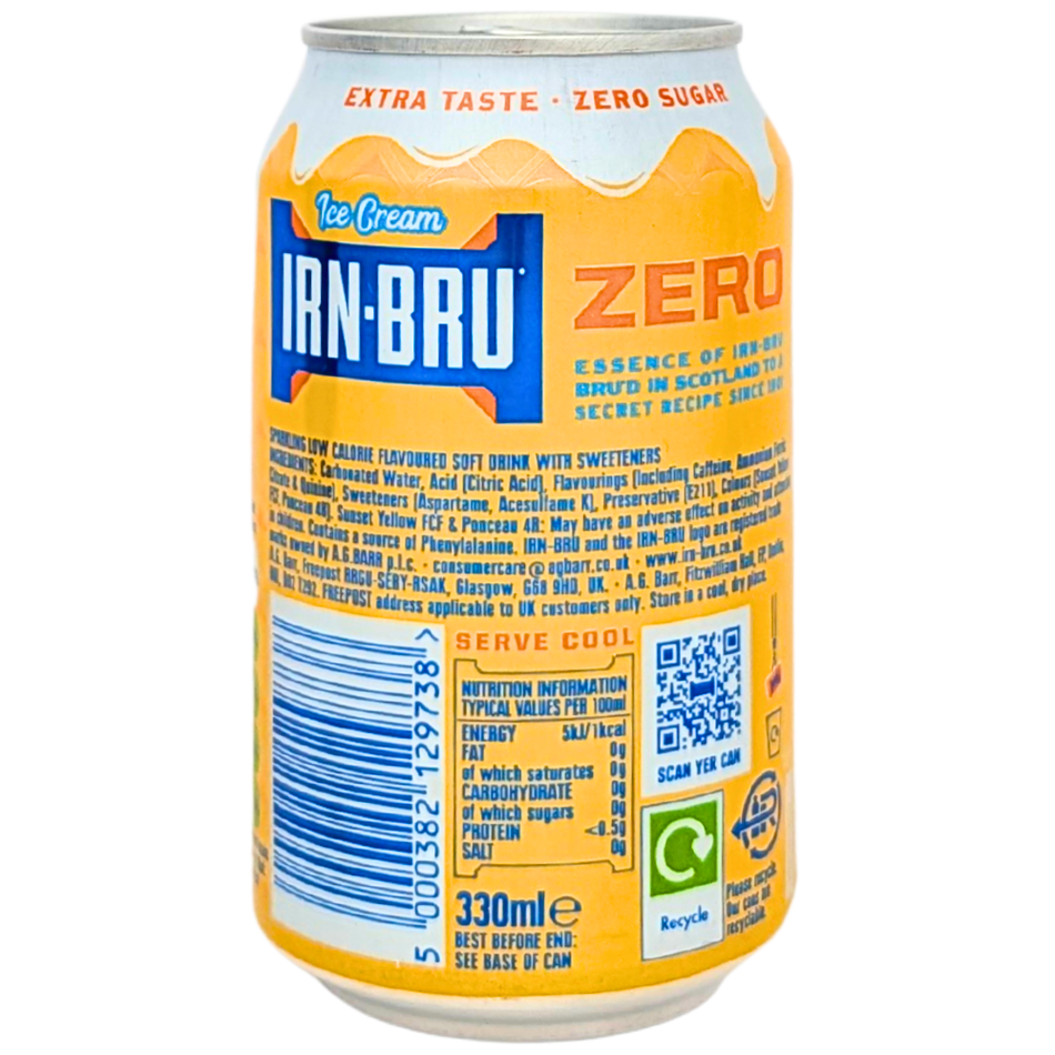 Irn Bru Ice Cream Zero Sugar (UK) - 355mL
